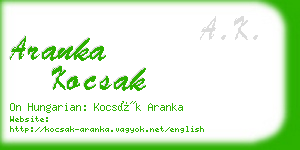 aranka kocsak business card